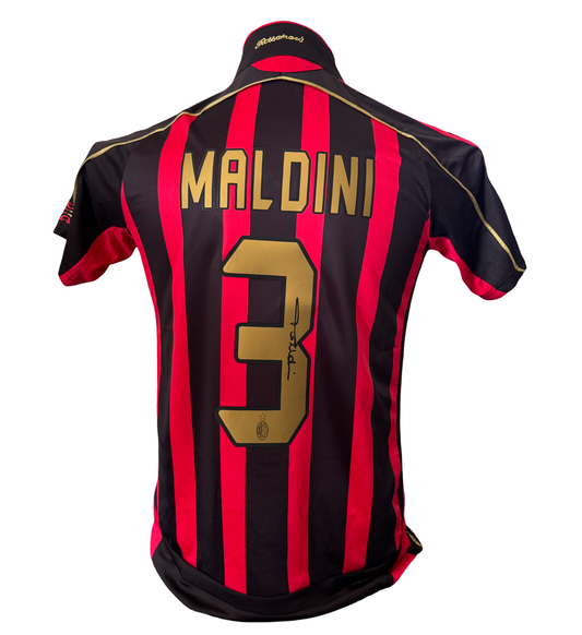 PAOLO MALDINI SIGNED AC MILAN 2007 HOME SHIRT