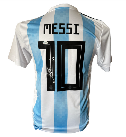 Leo Messi Argentina Hand Signed Jersey Beckett Coa